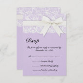 白レース ライラック パープル 結婚式招待状 出欠カード (正面/裏面)