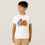 白ロケット船誕生日年齢宇宙服 Tシャツ (正面フル)