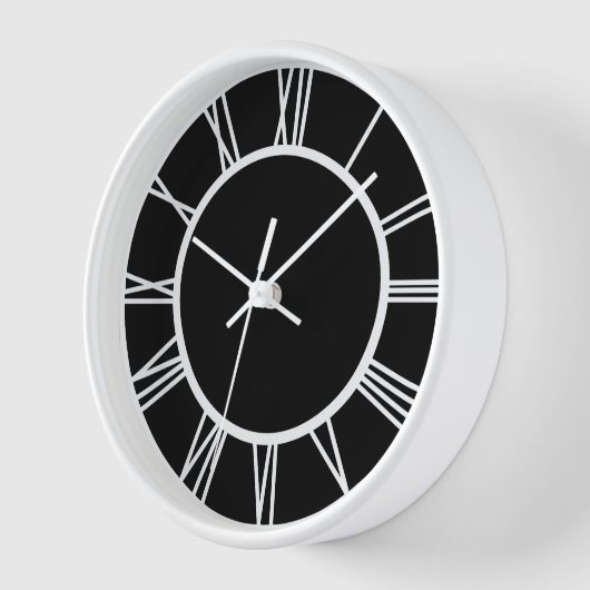 白ローマ数字サークル白い木枠 壁時計 (傾斜)