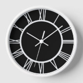 白ローマ数字サークル白い木枠 壁時計 (正面)