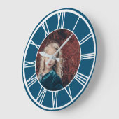 白ローマ数字縁ど海青RD写真の追加 ラージ壁時計 (傾斜)