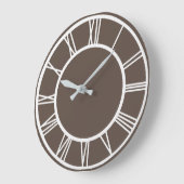 白ローマ数縁ど字パターンほこりだらけ茶 ラージ壁時計 (傾斜)