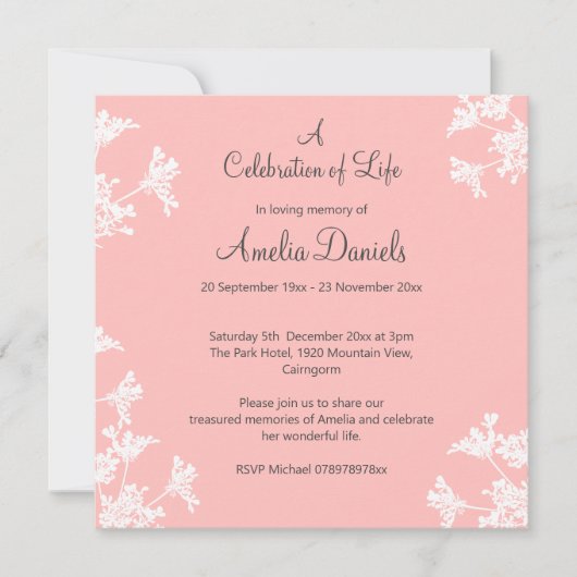 白ワイルドフラワーお祝いの発表 セーブザデート (正面)