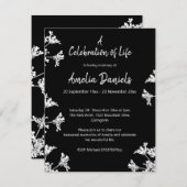 白ワイルドフラワーお祝いの発表 招待状 (正面/裏面)