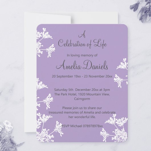 白ワイルドフラワーお祝いの発表 招待状