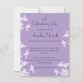 白ワイルドフラワーお祝いの発表 招待状 (正面)