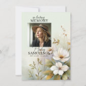 白ワイルドフラワーズお祝い・オブ・ライフ |写真 招待状 (裏面)