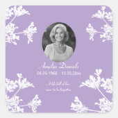 白ワイルドフラワーミニ葬式しおり スクエアシール (正面)