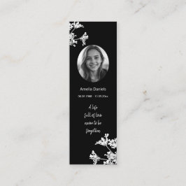 白ワイルドフラワーミニ葬式ブックマークカード スキニー名刺
