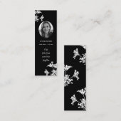 白ワイルドフラワーミニ葬式ブックマークカード スキニー名刺 (正面/裏面)
