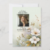 白ワイルドフラワー葬式 |写真 カード (裏面)