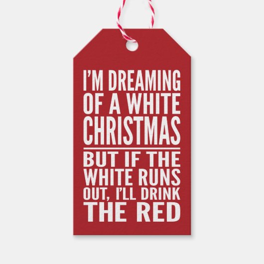 白ワインか赤ワインのクリスマの夢を見る ギフトタグ (正面)
