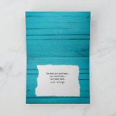 白ワインとロリラックスープのターコイズ木材の文字 カード (内部)