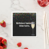 白ワインと誕生日パーティーの紙吹雪 スタンダードカクテルナプキン (インサイチュ)