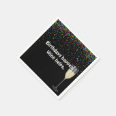 白ワインと誕生日パーティーの紙吹雪 スタンダードカクテルナプキン (角)