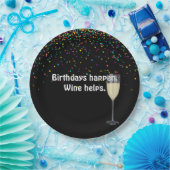 白ワインと誕生日パーティーの紙吹雪 ペーパープレート (パーティー)