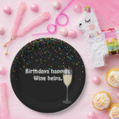 白ワインと誕生日パーティーの紙吹雪 ペーパープレート (パーティー)