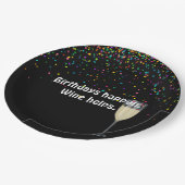 白ワインと誕生日パーティーの紙吹雪 ペーパープレート (アングル)