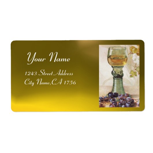 白ワインのガラス古ぶどう畑パーティー ラベル (正面)