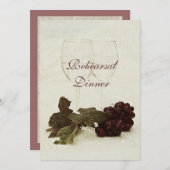 白ワインのグラスとブドウ - リハーサルディナー 招待状 (正面/裏面)