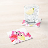 白ワインのフラミンゴ スクエアペーパーコースター (インサイチュ)