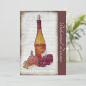 白ワインのボトルおよびブドウ-リハーサルの夕食 招待状 (スタンド正面)
