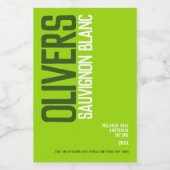 白ワインの色合いの緑のワインメーカー文字ミニ ワインラベル (シングルラベル)