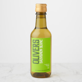 白ワインの色合いの緑のワインメーカー文字ミニ ワインラベル