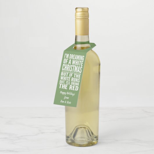 白ワインや赤ワインのクリスマスを夢見ている ボトルネックタグ (アングル)
