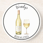 白ワイン愛好家コースター – ワパーソナライズされたイン コースター (正面)