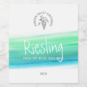 白ワイン緑の青いワインカスタムワインメーカーのラベル ワインラベル (シングルラベル)