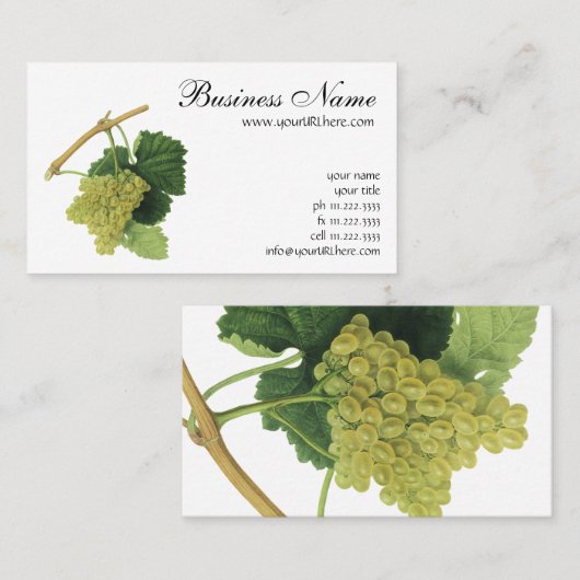 白ワイン葡萄のつる植物、ヴィンテージ食品フルーツ 名刺 (正面/裏面)