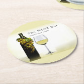 白ワイン&ブドウ、ワインバー/ワイナリー ラウンドペーパーコースター (アングル)