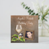 白ワエレガントイン女性写真誕生日パーティー 招待状 (スタンド正面)