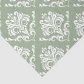 白ヴィンテージダマスクの緑の背景 薄葉紙 (詳細)