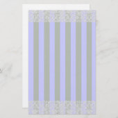 白ヴィンテージレース暖かいグレーとストライプ 便箋 (正面/裏面)