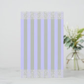 白ヴィンテージレース暖かいグレーとストライプ 便箋 (スタンド正面)