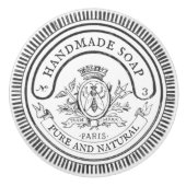 白ヴィンテージ手描き手作り石鹸バスルーム セラミックノブ (正面)