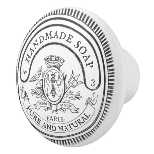 白ヴィンテージ手描き手作り石鹸バスルーム セラミックノブ (右)