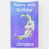 白三日月顔カラフル抽象芸術図形 横断幕 (縦)