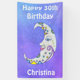 白三日月顔カラフル抽象芸術図形 横断幕