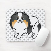 白三毛ポメラニアン かわいいキャラクター犬と足 マウスパッド (マウス)