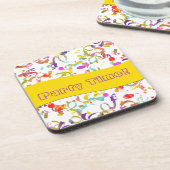 白上のカラフルな紙吹雪のトスの背景 コースター (左側)