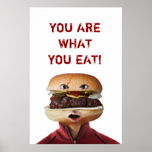 白上のハンバーガーのヘッド人 ポスター