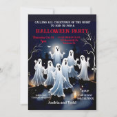 白不気味幽霊インロースカットハローウィンパーティ 招待状 (正面)