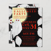 白不気味幽霊水彩ハローウィンパーティ インビテーションポストカード (正面/裏面)