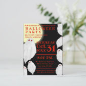 白不気味幽霊水彩ハローウィンパーティ インビテーションポストカード (スタンド正面)