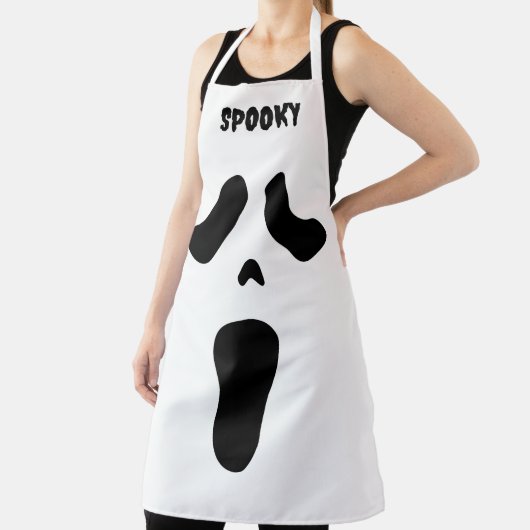 白不気味幽霊顔ハローウィンパーティエプロン エプロン (インサイチュ)