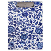 白中国のに濃いネイビーの青い花の模様 クリップボード (正面)