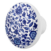 白中国のに濃いネイビーの青い花の模様 セラミックノブ (右)